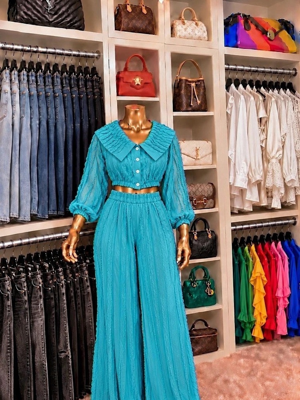 Blue Wide Leg Set Like New